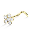 Flower Gem Shaped Silver Curved Nose Stud NSKB-11s